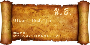 Ulbert Beáta névjegykártya